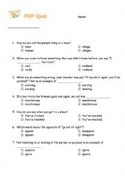 English Worksheet: The Boy Who Cried Wolf Pop Quiz