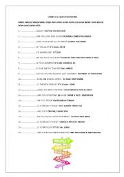 English Worksheet: QUESTION WORDS