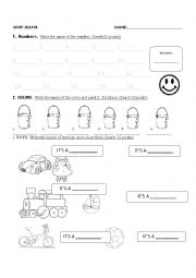 CHILDREN EXAM: TOYS - NUMBERS AND COLOURS