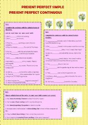 English Worksheet: Present Perfect Simple and Continuous in exercises