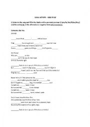 English Worksheet: Song Activity - 