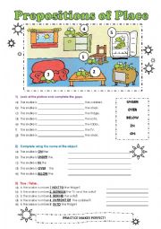 English Worksheet: PREPOSITIONS OF PLACE 