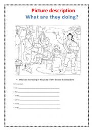 English Worksheet: beauty beast present cont.