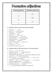 Worksheet:Possessive adjectives/ Possessive pronouns