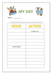 English Worksheet: Timetable actions