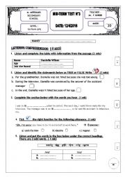 English Worksheet: mid-term test 3  first year sec . edu.  Tunisian sts