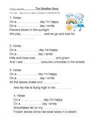 English Worksheet: weather song 