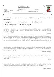 English Worksheet: Teenagers problems