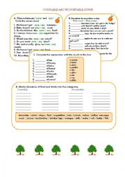 English Worksheet: Countable and uncountable nouns