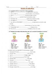 English Worksheet: Degrees of adjectives