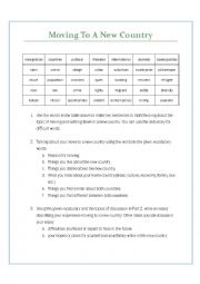 English Worksheet: Moving To A New Country