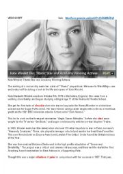 English Worksheet: Kate Winslet Biography and Advice