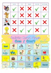 English Worksheet: Can/ cant game