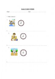 English Worksheet: daily routines