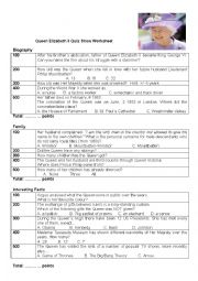 English Worksheet: Queen Elizabeth II Quiz Worksheet