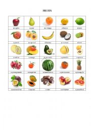 English Worksheet: Fruits