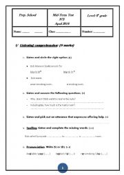 English Worksheet: Mid Term English Paper N3 for 8th grade