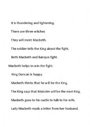 English Worksheet: Macbeth Summary Strips