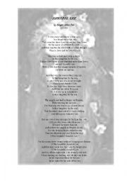 English Worksheet: Annabel Lee by Edgar Allan Poe