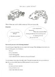 English Worksheet: Are you a good driver?