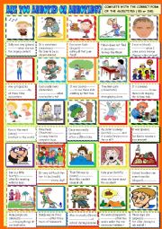 English Worksheet: Are you annoyed or annoying?Participial adjectives ED ING