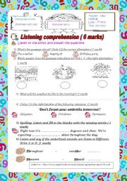 English Worksheet: Mid-term test 3 7th form