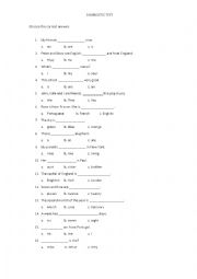 English Worksheet: Diagnostic Test