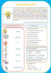 English Worksheet: Sponge Bob - Simple Present - Reading Comprehension