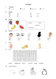 numbers, fruits and body parts revision