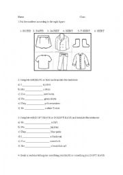 Verb to have + vocabulary of clothes exercises