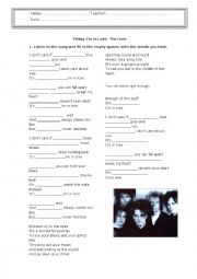 English Worksheet: Friday Im in love