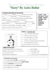 one time by Justin Bieber - ESL worksheet by white_dove