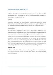 English Worksheet: Education in Britain and in the USA