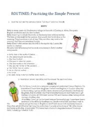 English Worksheet: Simple Present - Daily Routine