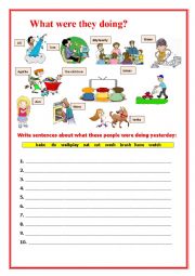 English Worksheet: What were these people doing yesterday? 