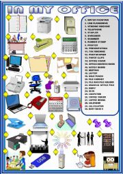 English Worksheet: In my office: matching activity