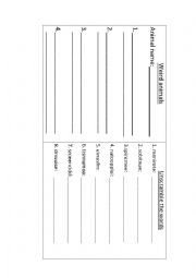 English Worksheet: Animal unscramble