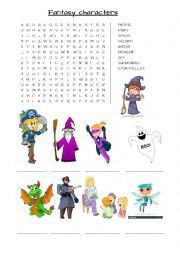 English Worksheet: Wordsearch fantasy characters