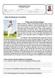 English Worksheet: Fitness and nutrion