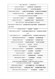 English Worksheet: Vocabulary / Grammar game