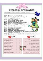 English Worksheet: Personal Information