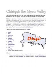 English Worksheet: CHIRIQUI THE MOON VALLEY