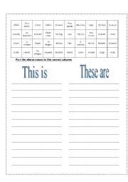 English Worksheet: This is or These are