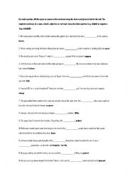 English Worksheet: FIRST CERTIFICATE WORD FORMATION