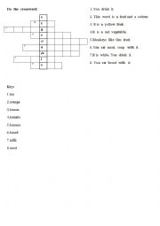 English Worksheet: Crossword Food