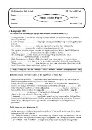 English Worksheet:  4th form end of term test n3