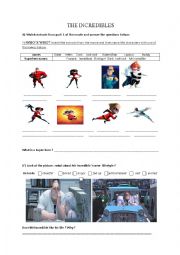 English Worksheet: the Incredibles part one 