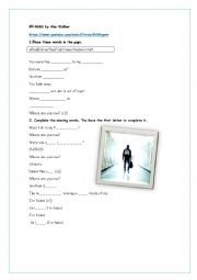 English Worksheet: Faded by Alan Walker (Where are you now?) 