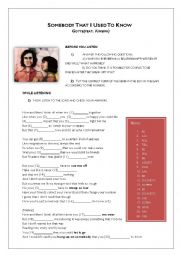 English Worksheet: Somebody That I used to Know - Simple Past