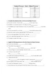 English Worksheet: Personal X Object Pronouns